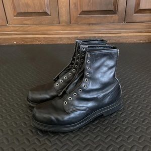 Red Wing Mens Size 10 D Leather Steel Toe  USA Made Combat Jump Boots 10 Eyelets